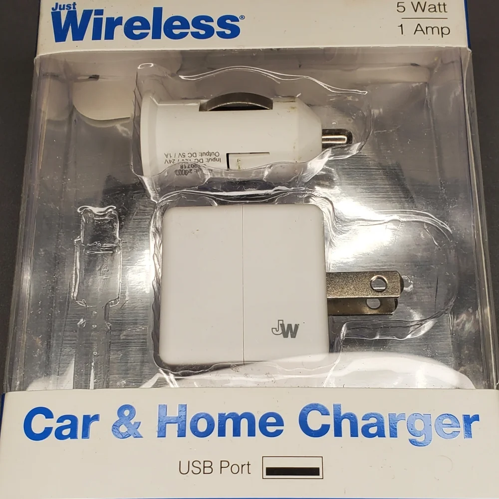 Just Wireless 5 Watt Car & Home Charger USB port Lighinting cable 5ft for Apple